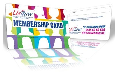 Front and Back Usdaw membership card Front and Back