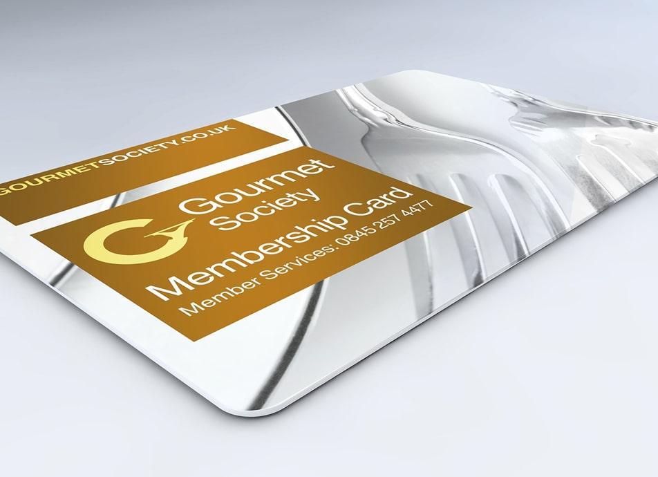 Silver Gourmet Society Membership card with gold blocks