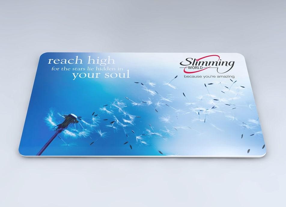 Slimming World Membership card with dandelion image and white text